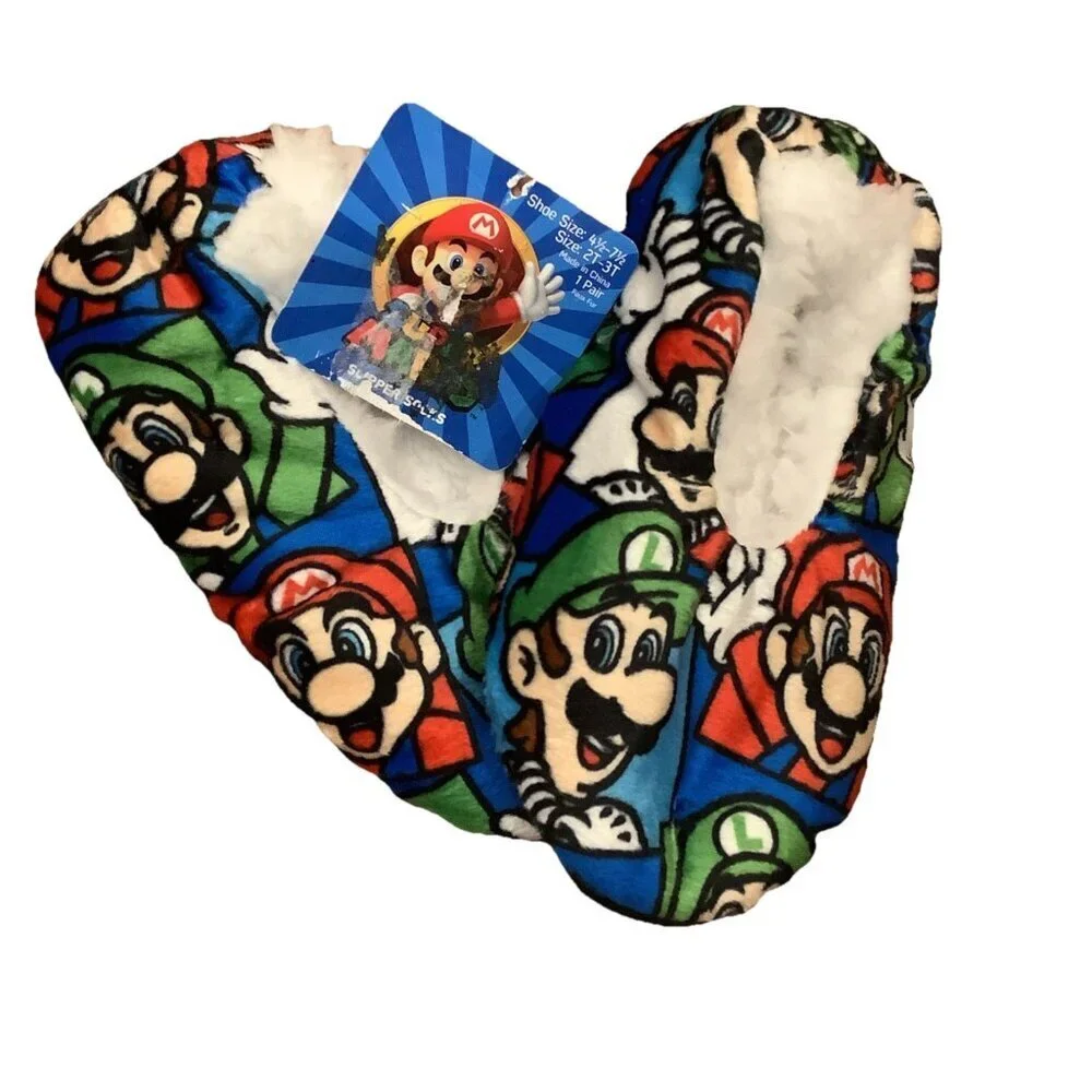 Nintendo Super Mario & Luigi Size (2T-3T) 41 /2-71/2 Cozy Fuzzy Babba Slippers